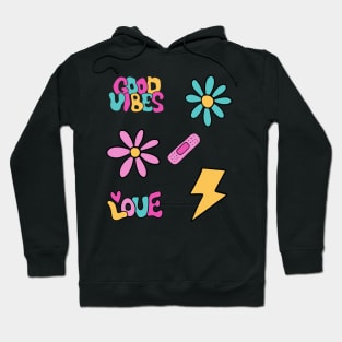 Retro Flower Power Funky Good Vibes and Love Hoodie